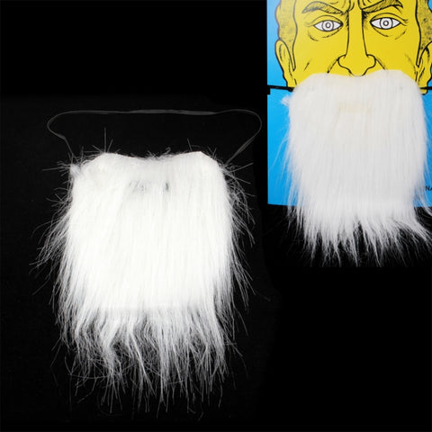 Barba finta con baffi folti bianchi con cinturino elastico, Moustache touffue blanche