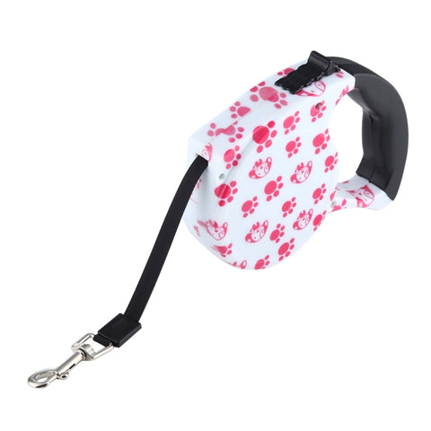 Guinzaglio retrattile per cani, modello rosa, 5 m, facile da usare, Pink Dog Footprint