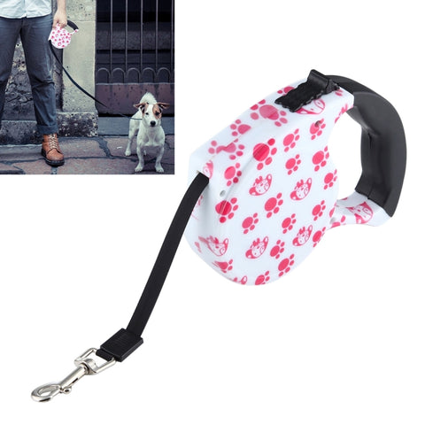 Guinzaglio retrattile per cani, modello rosa, 5 m, facile da usare, Pink Dog Footprint