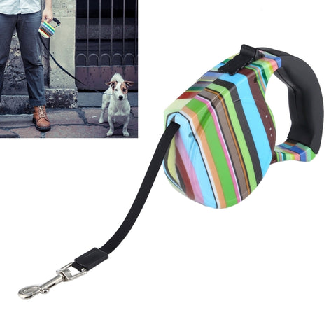 Guinzaglio flessibile retrattile per cani facile da usare, 5m Color Strip Style