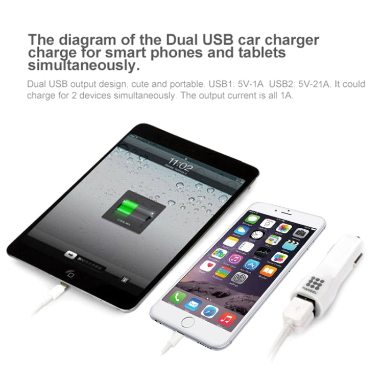 HAWEEL High Quality 2.1A + 1A Dual USB Ports Car Charger, HK Black, US  Black, US White, UK Black, UK White, White, Black
