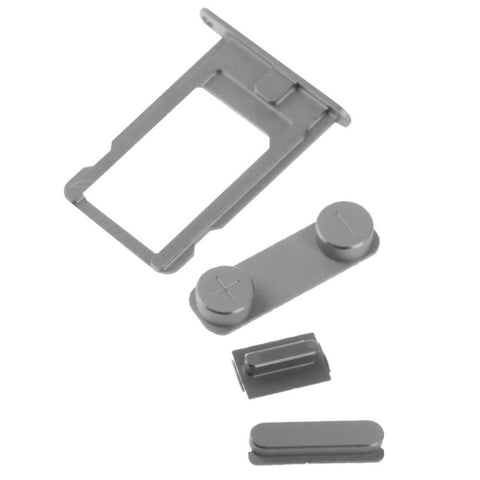 4 in 1 (Vassoio scheda Nano SIM colorato in materiale originale in lega + Pulsante volume + Pulsante accensione + Pulsante Mute) per iPhone 5 e 5S, Oro chiaro, For 5 & iPhone 5S, For iPhone 5 & 5S