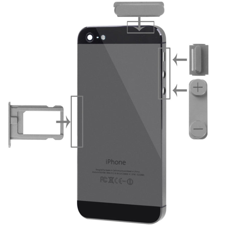 4 in 1 for iPhone 5 & 5S Original Alloy Material Colorful Nano SIM Card Tray + Volume Button + Power Button + Mute Button, For 5 & iPhone 5S            ...