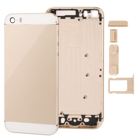 Cover posteriore in lega con alloggiamento completo con pulsante Mute + pulsante di accensione + pulsante del volume + vassoio per scheda Nano SIM per iPhone 5S, For iPhone 5S