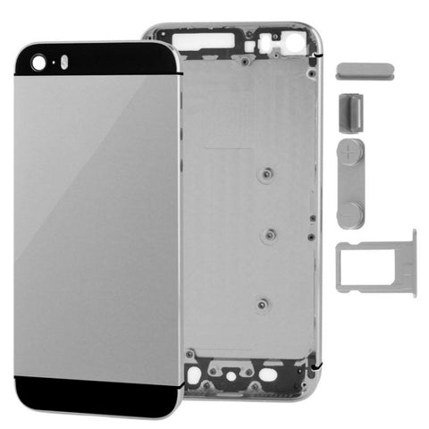 Cover posteriore in lega con alloggiamento completo con pulsante Mute + pulsante di accensione + pulsante del volume + vassoio per scheda Nano SIM per iPhone 5S, For iPhone 5S
