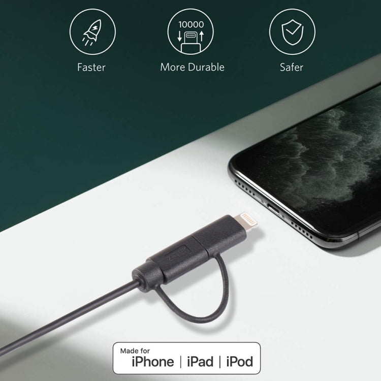 1m MFI 2-in-1 Lightning & Micro USB Charging Cable