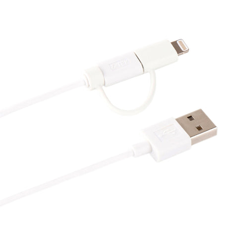 Cavo di ricarica per sincronizzazione dati MFI 2 in 1 da 1 m a 8 pin + Micro USB 2.0 maschio a USB