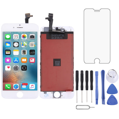 Écran LCD et numérique assemblé complet avec corniche pour iPhone 6, 3 en 1 pour i6 blanc, pour iPhone 6 (TFT)