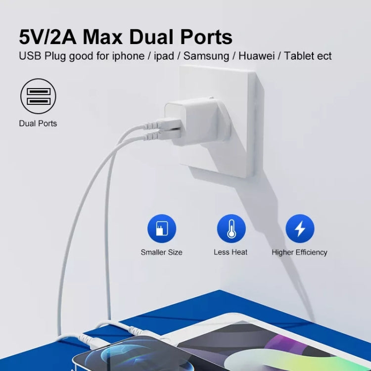 Dual 2A USB Charger Adapter for Fast Device Charging