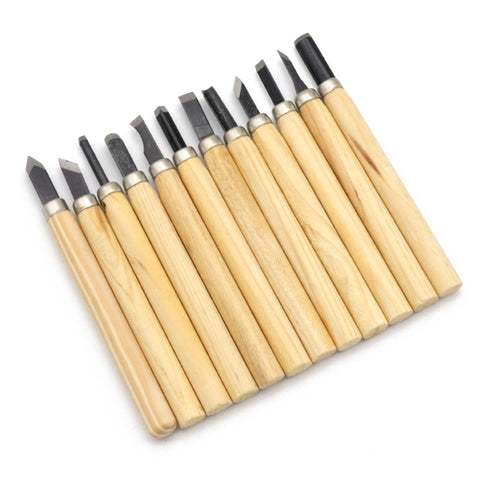 Ensemble de 12 pièces/ensemble d'instruments assortis pour intaille du bois avec lama en acciaio inossidabile et manico en bois, 12 pièces/ensemble de sculpture sur bois