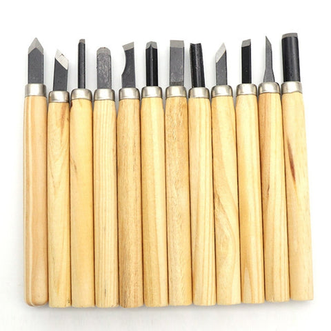 Ensemble de 12 pièces/ensemble d'instruments assortis pour intaille du bois avec lama en acciaio inossidabile et manico en bois, 12 pièces/ensemble de sculpture sur bois