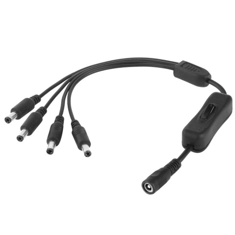 Connettore cavo di alimentazione CC femmina da 5,5 x 2,1 mm a 4 x maschio con interruttore per striscia LED, lunghezza: 30 cm