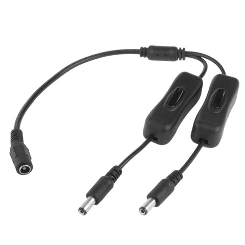 Connettore DC 5,5 x 2,1 mm Femmina a 2 Maschi con Interruttore per