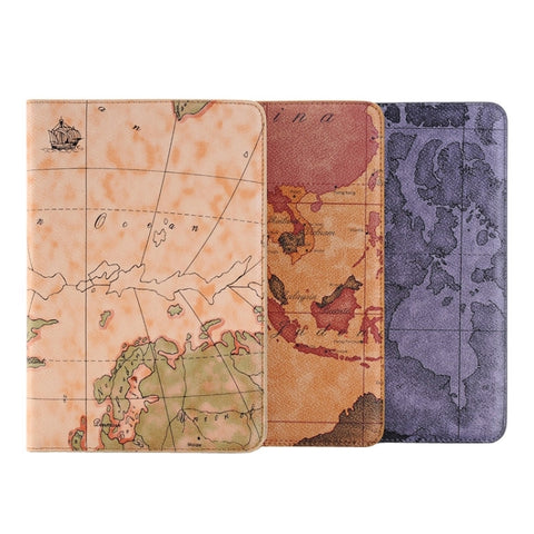 Custodia in pelle intelligente con motivo mappa, ribaltabile orizzontale, con supporto, slot per carte e portafoglio per iPad Mini 4, consegna casuale