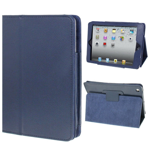 Custodia in pelle flip con texture litchi 2 pieghe con funzione di supporto per iPad mini / mini 2 Retina