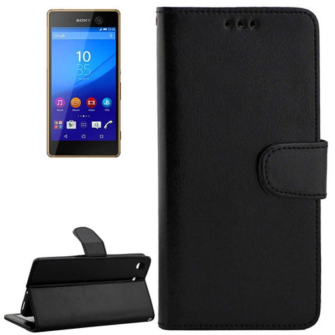 Custodia in pelle con copertina orizzontale Crazy Horse Texture con supporto, slot per carte, portafoglio e cornice per foto per Sony Xperia M5 / E5603 / E5606 / E5653 / E5633 / E5643 / E5663