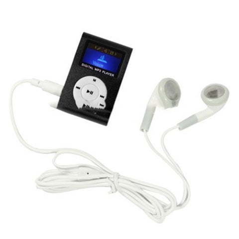 Lecteur MP3 avec emplacement pour fiche TF/Micro SD avec écran LCD, clip en métal, avec écran LCD