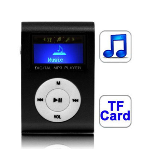 Lecteur MP3 avec emplacement pour fiche TF/Micro SD avec écran LCD, clip en métal, avec écran LCD