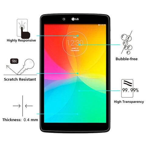Pellicola in vetro temperato antideflagrante 0,4 mm 9H+ durezza superficiale 2.5D per tablet LG G 7.0 / V400, For V400 （1 PC）