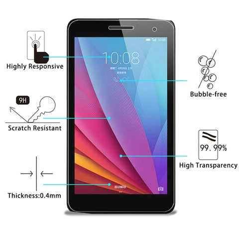Pellicola in vetro temperato antideflagrante 0,4 mm 9H+ durezza superficiale 2.5D per Huawei Honor Play MediaPad T1 / T1-701U, For T1-701U