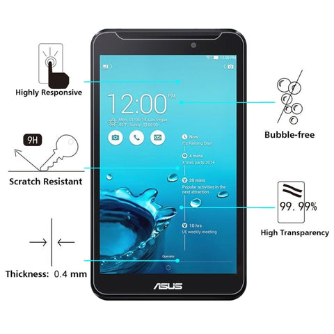 Pellicola in vetro temperato antideflagrante 0,4 mm 9H+ durezza superficiale 2,5D per Asus Fonepad 7 / FE170CG, For FE170CG