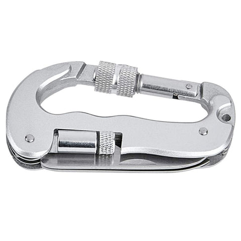 Gancio portachiavi un clip avec moschettone en forme de D pour carichi pesanti avec double coltello et torsion à LED, forme D + couteau
