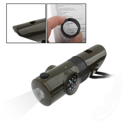 7 en 1 (fischietto di sopravvivenza/bussola/termometro/luce LED/lente d'ingrandimento/retroriflettore/corda), sifflet de survie 7 en 1