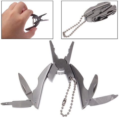 Mini pinza multifunzionale in acciaio inossidabile, pinza, coltello, kit di utensili, portachiavi