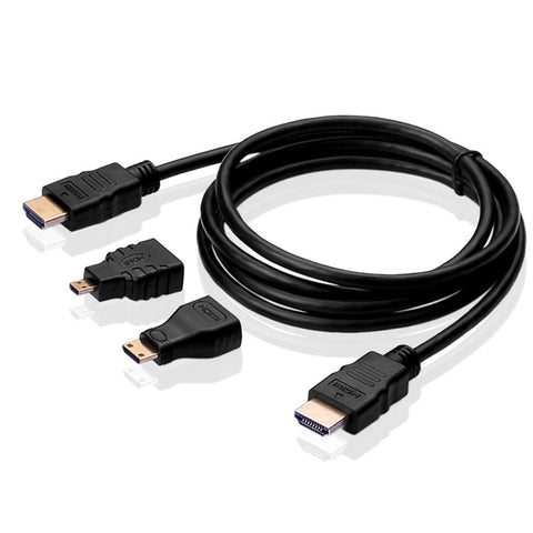 Kit adaptateur de câble HDMI Full HD 1080P 3 en 1 (adaptateur de câble HDMI de 1,5 m + adaptateur de HDMI à mini HDMI + adaptateur de HDMI à micro HDMI)
