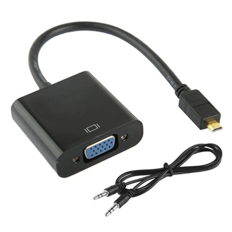 Cavo adattatore video Full HD 1080P da micro HDMI maschio a VGA femmina da 22 cm con cavo audio, Micro HDMI