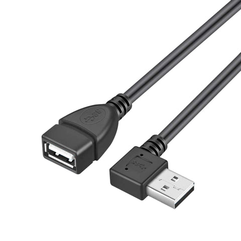 Adaptateur secteur USB 2.0 AM et AF à 90 degrés, longueur : 25 cm