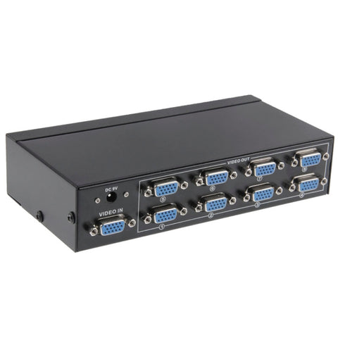 FJ-2508A Sdoppiatore video VGA a 8 porte Alta risoluzione 1920 x 1440 Supporta larghezza di banda video 250 MHz, 8 Ports Splitter Black
