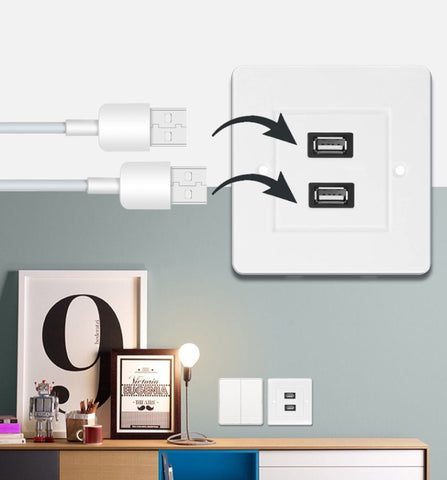 Panneau mural avec double prise USB 2.0 pour batterie de voiture domestique, 2 ports USB 2.0