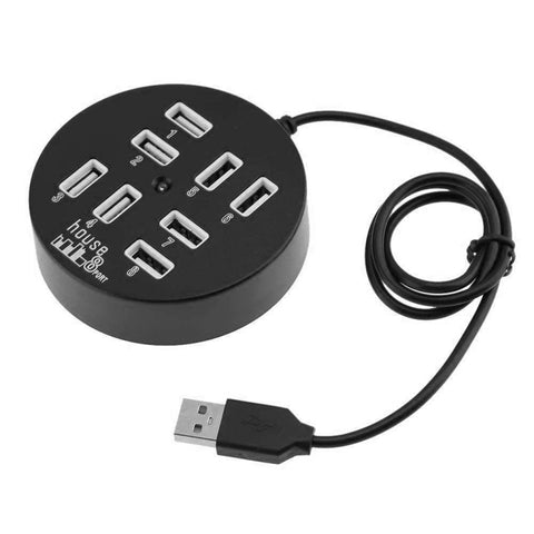 Hub rotondo portatile USB 2.0 ad alta velocità a 8 porte, lunghezza: 60 cm Hub USB 2.0 rotondo circolare a 8 porte Adattatore di espansione splitter multiporta per PC portatile, supporto HDD mobile da 1 TB, Round Circular(White), Round Circular(Black)