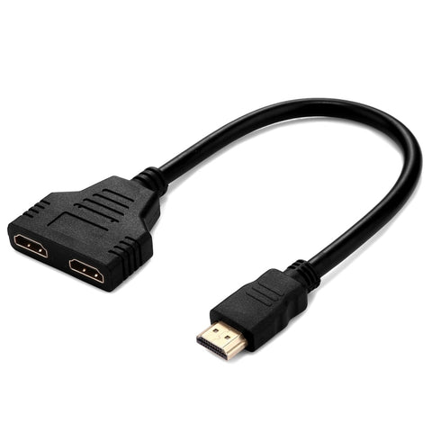 convertitore-adattatore-cavo-splitter-da-30-cm-1080p-porta-hdmi-maschio-a-2-femmine-1-in-2-uscite-1-in-2 - immagine 2