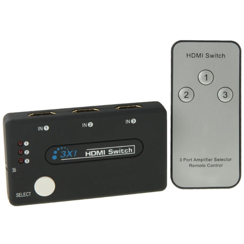 Mini Selettore HDMI 3x1 HD 1080P con Telecomando per HDTV, STB, DVD e