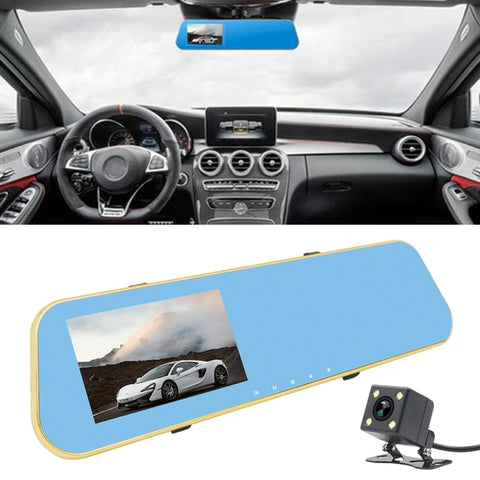 DVR pour véhicule avec caméra double, affichage Full HD 1080P de 4,3 pouces, vision grand angle de 140 degrés, prise en charge de la vision nocturne/monitorage parcheggio/enregistrement en boucle/rilevamento mouvement/capteur G/scheda TF, 4,3 pouces