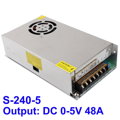 S-240-5 Alimentatore switching regolato CC 0-5 V 48 A, con ventola di raffreddamento