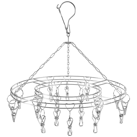 Appendiabiti rotondo in acciaio inossidabile con 20 clip, 20 Clips Hanger