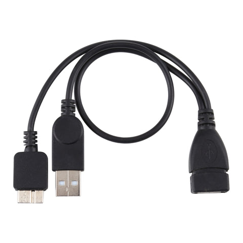 Cavo USB 2.0 AF a Micro-B + USB 2.0 OTG per Samsung Galaxy Note III / N9000, con alimentazione, lunghezza: 24 cm (nero)
