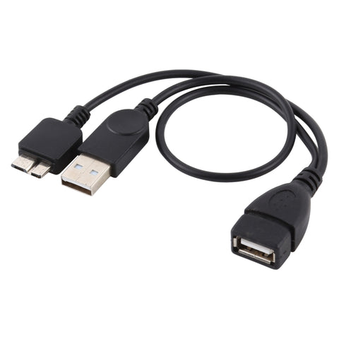 Cavo USB 2.0 AF a Micro-B + USB 2.0 OTG per Samsung Galaxy Note III / N9000, con alimentazione, lunghezza: 24 cm (nero)