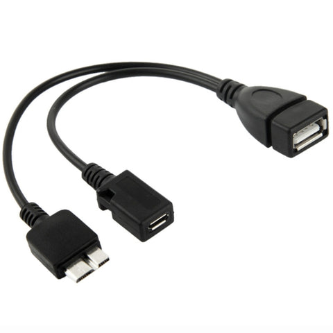 Cavo USB AF a Micro USB 3.0 + Micro USB 2.0 per Galaxy Note III / N9000, Lunghezza: 20 cm (Nero)