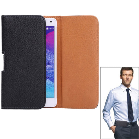 Marsupio stile orizzontale con texture litchi per Galaxy Note 4 / Note 3 / Note II / N7100