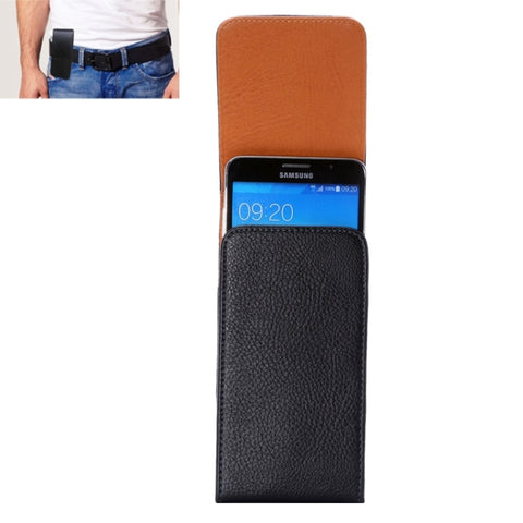 Custodia in pelle universale stile verticale con texture Litchi con foro di sicurezza per Galaxy Mega 2 / Note 4 / Note 3