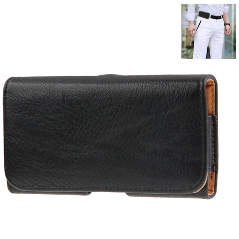 Custodia in pelle stile portafoglio con texture Litchi con clip da cintura per iPhone X / 7/6, Galaxy S6 / S5 / S4 / S3 (Nero)