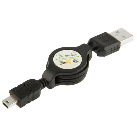 Cavo dati e caricabatterie USB retrattile per Motorola V3 / telefono cellulare / MP3 / MP4 / fotocamera digitale / GPS, lunghezza: 10 cm (può essere esteso fino a 80 cm), nero, USB 2.0 to Mini 5 Pin, USB 1.1 to Mini 5 Pin