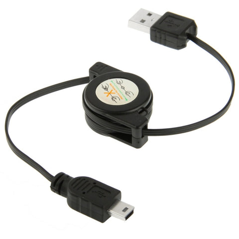 Cavo dati e caricabatterie USB retrattile per Motorola V3 / telefono cellulare / MP3 / MP4 / fotocamera digitale / GPS, lunghezza: 10 cm (può essere esteso fino a 80 cm), nero, USB 2.0 to Mini 5 Pin, USB 1.1 to Mini 5 Pin