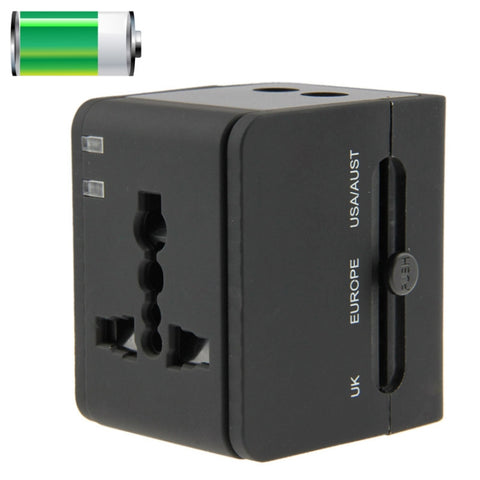 Adaptateur universel de voyage avec spina international 2.1A 2-USB EU/AU/UK/US, 2.1A
