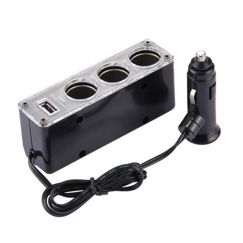 WF-0096 Prise d'accessoires pour voiture triple 12V/24V Alimentation USB, WF-0096