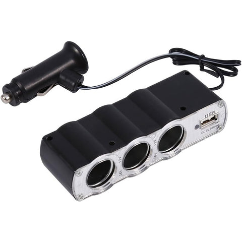 WF-0120 Caricatore sdoppiatore presa accendisigari USB per auto a 3 vie con prese triple 12V / 24V, WF-0120